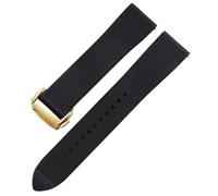PctkeLsend 18-22mm Rubber Silicone Soft Waterproof and sweat proof Watchband fit for Omega Seamaster 300 Speedmaster(Black-gold,22mm)