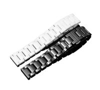 PctkeLsend 18-22mm Silver metal Buckle Ceramics Watch Bands fit for most flat mouth watches(White,18mm)