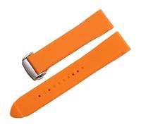 PctkeLsend 18-22mm Soft Rubber Waterproof and sweat proof Quick disassembly Watchband fit for Omega Seamaster 300 Speedmaster(Orange-silver,20mm)