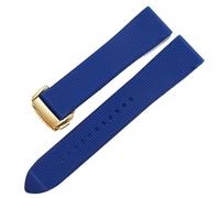 PctkeLsend 18-22mm Soft Rubber Waterproof and sweat proof Quick disassembly Watchband fit for Omega Seamaster 300 Speedmaster(Blue-gold,20mm)