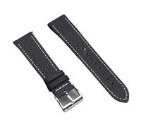 PctkeLsend 18-22mm Universal Quick Release Grain Leather Watchband Men Women(Black white line 1,18mm)