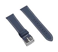 PctkeLsend 18-22mm Universal Quick Release Grain Leather Watchband Men Women(Blue white line 1,20mm)