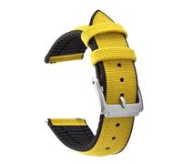 PctkeLsend 18-22mm Waterproof Rubber Quick Release Canvas Silicone Universal WatchBand fit for most flat mouth watches(Yellow,20mm)
