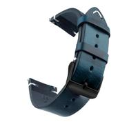 PctkeLsend 18-24m Oil Wax Genuine Leather Quick Release WatchBand fit for Samsung/Seiko/Oris/Citizen(Blue Black,18mm)