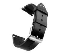 PctkeLsend 18-24m Oil Wax Genuine Leather Quick Release WatchBand fit for Samsung/Seiko/Oris/Citizen(Black Silver,19mm)