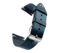 PctkeLsend 18-24m Oil Wax Genuine Leather Quick Release WatchBand fit for Samsung/Seiko/Oris/Citizen(Blue Silver,19mm)