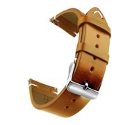 PctkeLsend 18-24m Oil Wax Genuine Leather Quick Release WatchBand fit for Samsung/Seiko/Oris/Citizen(Brown Silver,19mm)