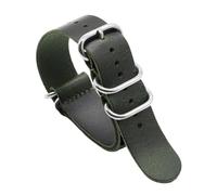 PctkeLsend 18-24mm Handmade Vintage Genuine Leather WatchBand fit for most flat mouth watches(Green,24mm)