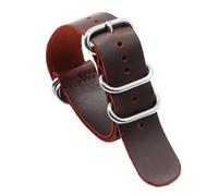 PctkeLsend 18-24mm Handmade Vintage Genuine Leather WatchBand fit for most flat mouth watches(Red,24mm)