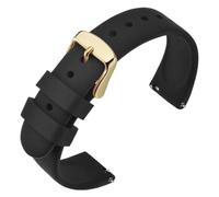 PctkeLsend 18mm 20mm 22mm Watch Strap Silicone Quick Release Soft Rubber Sport Watch Band Fit for Men And Women With Classic Clasp(Black-Gold,20mm)