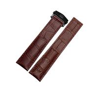 PctkeLsend 19/20/22m Men Genuine leather Stainless steel folding buckle Watchband fit for TAG heuer(Brown black buckle,22mm)