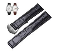 PctkeLsend 19/20/22mm Genuine Leather Watchband fit for Tag Heuer Watch(Black-silver,22mm)