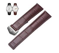 PctkeLsend 19/20/22mm Genuine Leather Watchband fit for Tag Heuer Watch(Brown-silver,19mm)
