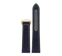 PctkeLsend 19-22mm Canvas Nylon Watchband Metal folding buckle Fit for Omega Seamaster 300 and Speedmaster AT150 Snoopy 310.32 Series(Blue yellow gold,19mm)