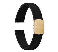 PctkeLsend 19-22mm Capable of cutting and trimming FKM Rubber Convex Shape Quick Release Butterfly Buckle Waterproof Watchband fit for most flat mouth watches(Black Gold Buckle,19mm)