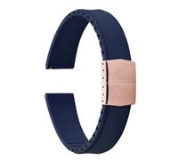PctkeLsend 19-22mm Capable of cutting and trimming FKM Rubber Convex Shape Quick Release Butterfly Buckle Waterproof Watchband fit for most flat mouth watches(Blue Rose Gold,22mm)