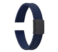 PctkeLsend 19-22mm Capable of cutting and trimming FKM Rubber Convex Shape Quick Release Butterfly Buckle Waterproof Watchband fit for most flat mouth watches(Blue Black Buckle,21mm)