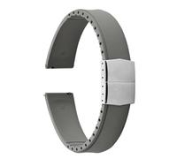 PctkeLsend 19-22mm Capable of cutting and trimming FKM Rubber Convex Shape Quick Release Butterfly Buckle Waterproof Watchband fit for most flat mouth watches(Grey Silver Buckle,20mm)