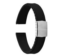 PctkeLsend 19-22mm Capable of cutting and trimming FKM Rubber Convex Shape Quick Release Butterfly Buckle Waterproof Watchband fit for most flat mouth watches(Black Silver Buckle,19mm)