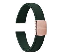 PctkeLsend 19-22mm Capable of cutting and trimming FKM Rubber Convex Shape Quick Release Butterfly Buckle Waterproof Watchband fit for most flat mouth watches(Green Rose Gold,20mm)