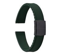 PctkeLsend 19-22mm Capable of cutting and trimming FKM Rubber Convex Shape Quick Release Butterfly Buckle Waterproof Watchband fit for most flat mouth watches(Green Black Buckle,19mm)
