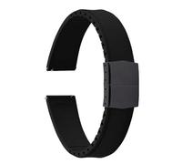 PctkeLsend 19-22mm Capable of cutting and trimming FKM Rubber Convex Shape Quick Release Butterfly Buckle Waterproof Watchband fit for most flat mouth watches(Black Black Buckle,20mm)