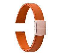 PctkeLsend 19-22mm Capable of cutting and trimming FKM Rubber Convex Shape Quick Release Butterfly Buckle Waterproof Watchband fit for most flat mouth watches(Orange Rose Gold,21mm)
