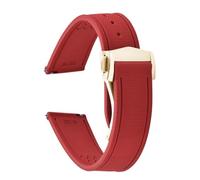 PctkeLsend 20/21/22mm Soft FKM Rubber Sailcloth texture Sport Quick Release WatchBand fit for Omega Dlug Diving Watch(Red-Buckle3,20mm)
