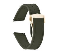 PctkeLsend 20/21/22mm Soft FKM Rubber Sailcloth texture Sport Quick Release WatchBand fit for Omega Dlug Diving Watch(Green-Buckle3,20mm)