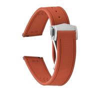 PctkeLsend 20/21/22mm Soft FKM Rubber Sailcloth texture Sport Quick Release WatchBand fit for Omega Dlug Diving Watch(Orange-Buckle1,20mm)
