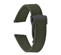PctkeLsend 20/21/22mm Soft FKM Rubber Sailcloth texture Sport Quick Release WatchBand fit for Omega Dlug Diving Watch(Green-Buckle2,20mm)