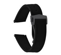 PctkeLsend 20/21/22mm Soft FKM Rubber Sailcloth texture Sport Quick Release WatchBand fit for Omega Dlug Diving Watch(Black-Buckle2,21mm)