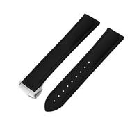 PctkeLsend 20/21/22mm Universal Quick Release FKM Rubber Folding Buckle Watch Strap Fit For Cartier Tank Santos/Omega/Swatch/Rolex(Black With Buckle,22mm)