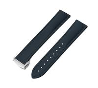 PctkeLsend 20/21/22mm Universal Quick Release FKM Rubber Folding Buckle Watch Strap Fit For Cartier Tank Santos/Omega/Swatch/Rolex(Blue With Buckle,20mm)