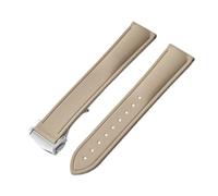 PctkeLsend 20/21/22mm Universal Quick Release FKM Rubber Folding Buckle Watch Strap Fit For Cartier Tank Santos/Omega/Swatch/Rolex(Khaki With Buckle,20mm)