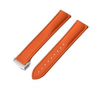 PctkeLsend 20/21/22mm Universal Quick Release FKM Rubber Folding Buckle Watch Strap Fit For Cartier Tank Santos/Omega/Swatch/Rolex(Orange With Buckle,21mm)