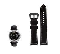 PctkeLsend 20/22/24mm Handmade Crazy Horse Leather 140+90 XL extended watch strap fit for Panerai/DIESEL(Black black clasp,22mm)