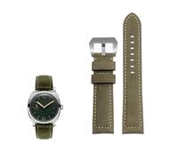 PctkeLsend 20/22/24mm Handmade Crazy Horse Leather 140+90 XL extended watch strap fit for Panerai/DIESEL(Green silver clasp,22mm)