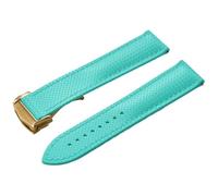 PctkeLsend 20/22mm FKM Rubber Quick disassembly Waterproof Butterfly Buckle Universal WatchBand Fit for Delugs(Cyan-Gold Buckle,22mm)