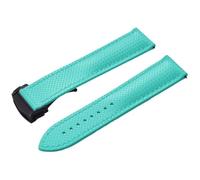 PctkeLsend 20/22mm FKM Rubber Quick disassembly Waterproof Butterfly Buckle Universal WatchBand Fit for Delugs(Cyan-Black Buckle,22mm)