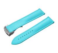 PctkeLsend 20/22mm FKM Rubber Quick disassembly Waterproof Butterfly Buckle Universal WatchBand Fit for Delugs(Sky Blue-Silver,20mm)