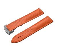 PctkeLsend 20/22mm FKM Rubber Quick disassembly Waterproof Butterfly Buckle Universal WatchBand Fit for Delugs(Orange-Silver Buckle,20mm)