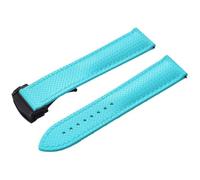 PctkeLsend 20/22mm FKM Rubber Quick disassembly Waterproof Butterfly Buckle Universal WatchBand Fit for Delugs(Sky Blue-Black,22mm)