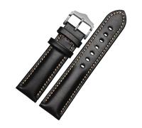PctkeLsend 20-22mm Genuine leather watchband fit for most flat mouth watches(Black,21mm)