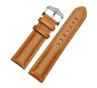 PctkeLsend 20-22mm Genuine leather watchband fit for most flat mouth watches(Yellow,21mm)
