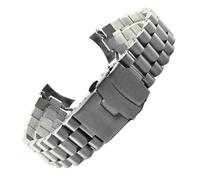 PctkeLsend 20/22mm Solid Stainless Steel Curved End Watch Strap Fit for Seiko SKX007/SKX009/SKX011(SN-silver,22mm with logo)