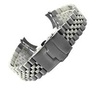 PctkeLsend 20/22mm Solid Stainless Steel Curved End Watch Strap Fit for Seiko SKX007/SKX009/SKX011(WZ-silver,22mm with logo)