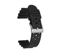 PctkeLsend 20/22mm Universal Quick Release Stainless Steel Buckle Breathable Ventilated Fluororubber (FKM) WatchBand Men Women(Black-Silver Buckle,20mm)