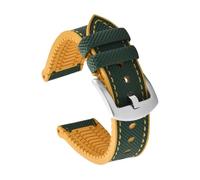 PctkeLsend 20-24mm Nylon FKM Rubber Bottom Waterproof Universal Watchband Fit For Omega Tissot MIDO IWC(Green Yellow-Silver,20mm)