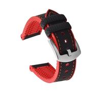 PctkeLsend 20-24mm Nylon FKM Rubber Bottom Waterproof Universal Watchband Fit For Omega Tissot MIDO IWC(Black Red-Silver,24mm)